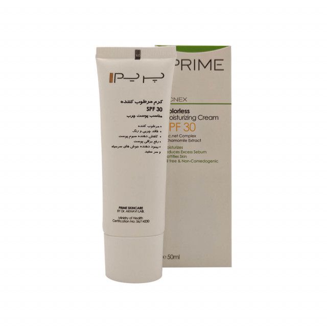 کرم مرطوب کننده بی رنگ SPF 30 پرایم مدل Acnex حجم ۵۰ میلی لیتر