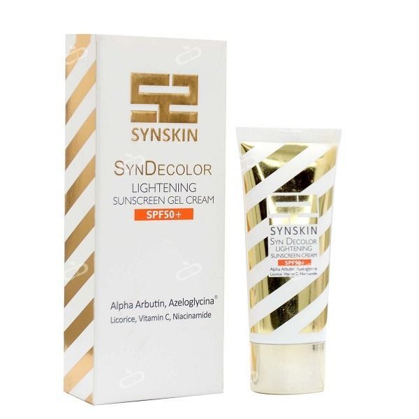 ژل کرم ضد آفتاب بی رنگ ساین اسکین مدل Syn Decolor روشن کننده با SPF50 مناسب انواع پوست حجم ۵۴۰ گرم