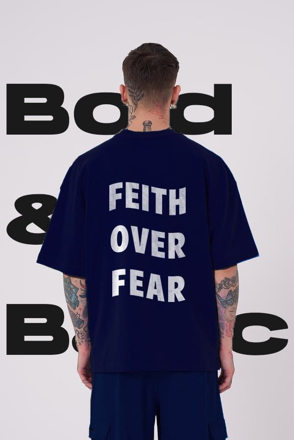 تیشرت باکس فیت طرح Feith over Fear