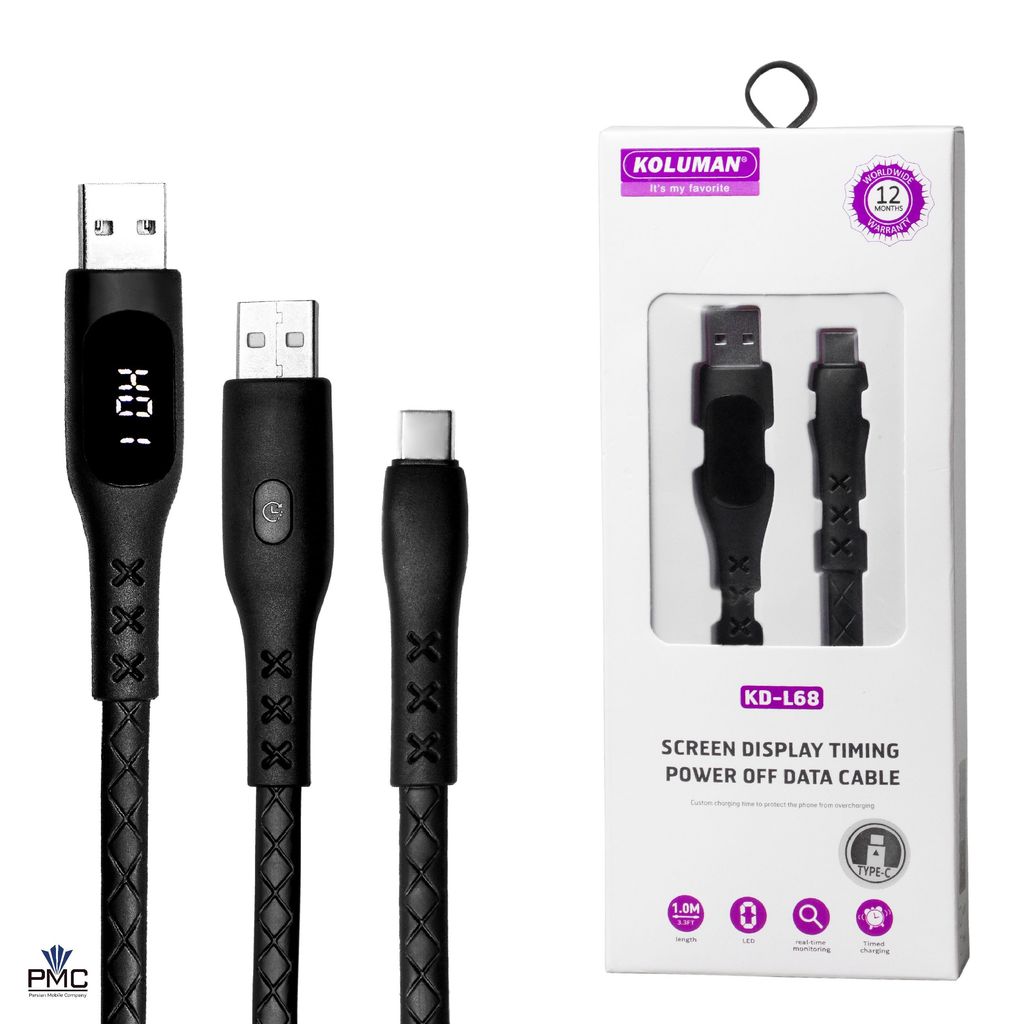 کابل تبدیل USB به لایتنینگ کلومن مدل KD-L68 طول ۱ متر مشکی