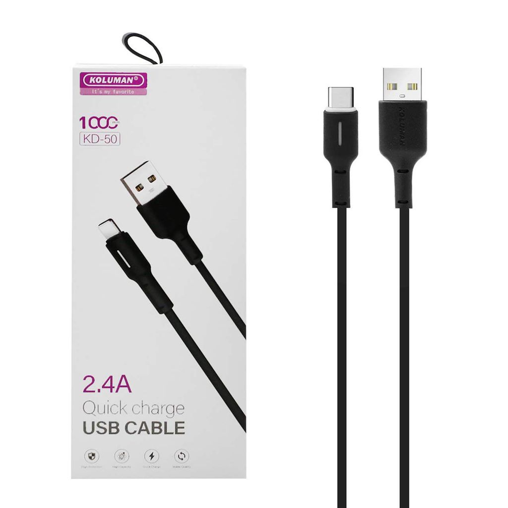 کابل تبدیل USB به MICROUSB کلومن مدل DK – 50 طول ۱ متر مشکی