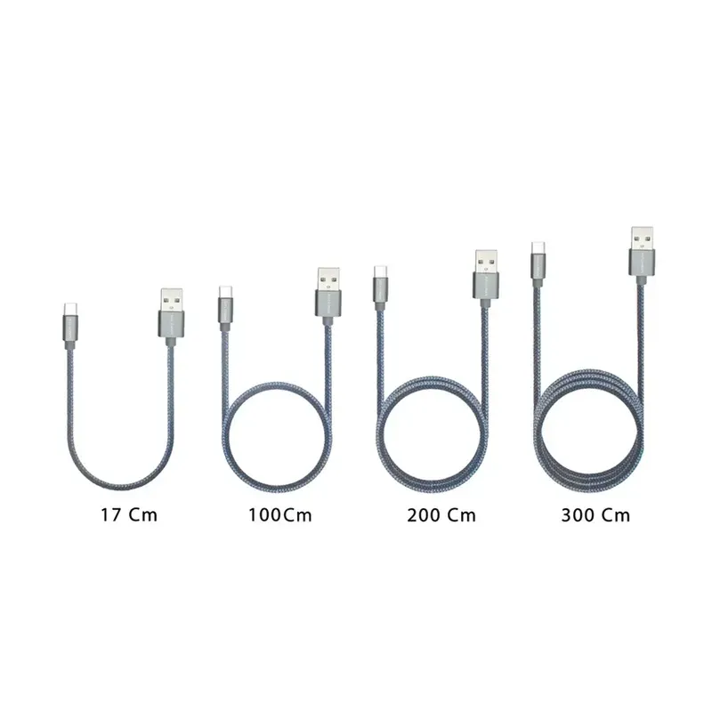 کابل تبدیل USB به USB-C کلومن مدل kd-P19 مجموعه ۴ عددی خاکستری