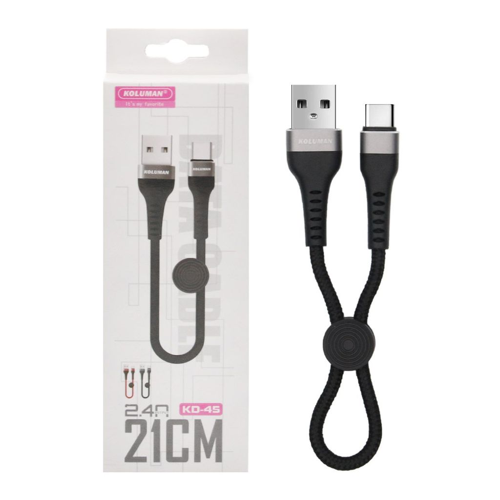 کابل تبدیل USB به لایتنینگ کلومن مدل DK – 45  طول ۰٫۲۱ متر مشکی